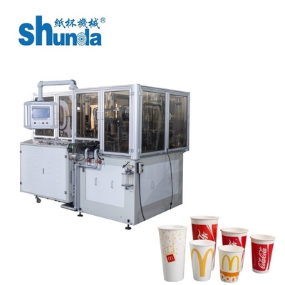 Máquina de fabricación de tazas de papel recubiertas de PE/PLA de alta eficiencia de un solo y doble uso 4.8KW
